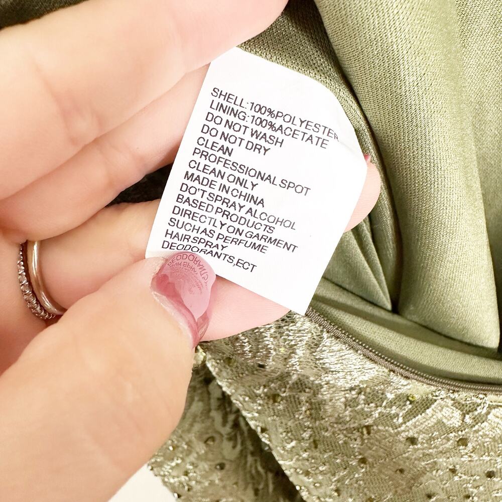 Mac Duggal 20310 Olive Green Embroidered Flutter Sleeve V Neck Gown 14 NEW $798 - Picture 12 of 14